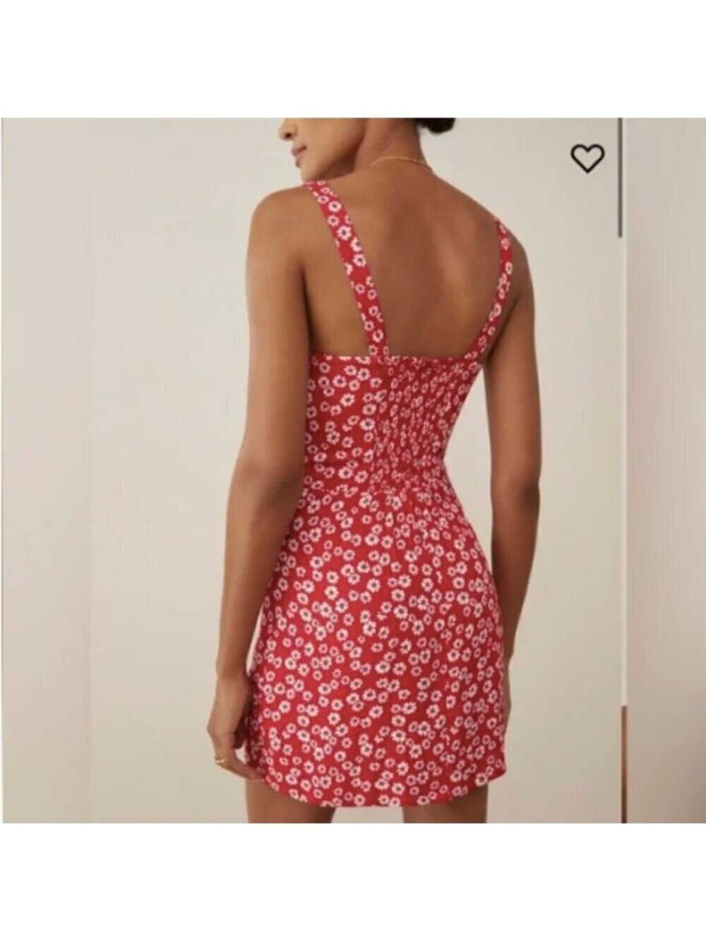 Reformation Baldwin Dress Red Daisy Print Mini Dress 4 - Picture 4 of 14